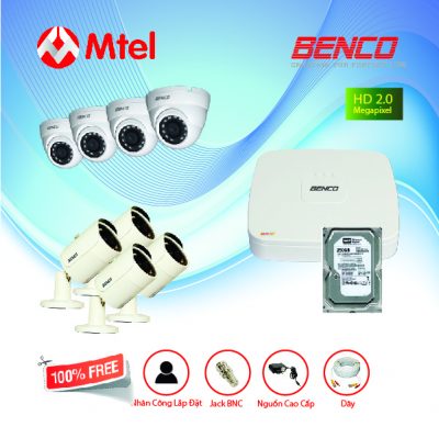 Trọn bộ Camera Benco 4 mắt Full HD 2.0M
