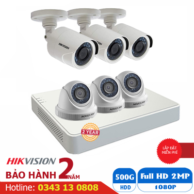 Lắp Đặt Trọn Gói 6 Camera Quan Sát Hikvision Full HD HIK-2CE566D0T