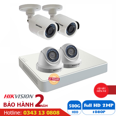 Lắp Đặt Trọn Gói 4 Camera Quan Sát Hikvision Full HD HIK-2CE564DOT