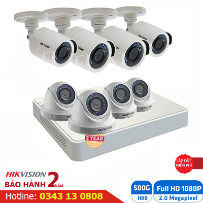 Lắp Đặt Trọn Gói 8 Camera Quan Sát Hikvision Full HD HIK-2CE568DOT