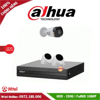 Trọn gói 3 Mắt Camera Giám Sát Dahua Full HD 3TA213MT - Free Lắp Đặt