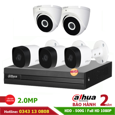 Trọn Gói 5 mắt Camera Giám Sát Dahua Full HD 5TA215MT Free Lắp Đặt