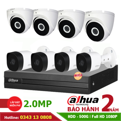 Trọn Gói 8 mắt Camera Giám Sát Dahua Full HD 8TA218MT Free Lắp Đặt