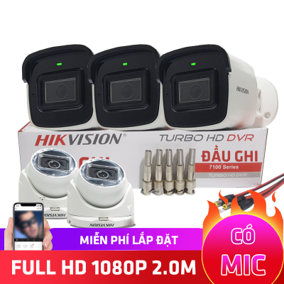 Lắp Đặt Trọn Bộ 1-8 Camera An Ninh Hikvision Có Mic Full HD 1080P 2M FMIC20T