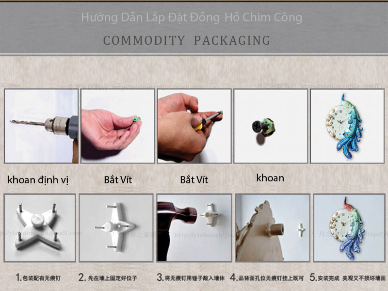 huong-dan-lap-dat-dong-ho-con-cong-treo-tuong 5 Bước Cách Lắp Đặt Đồng Hồ Con Công